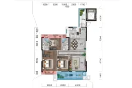 恒凯首府3室2厅1厨2卫建面125.00㎡