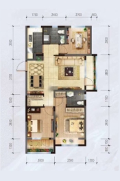 上流和苑3室2厅1厨2卫建面109.00㎡