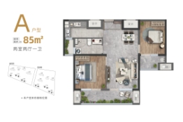 威海宝能逍遥湾2室2厅1厨1卫建面85.00㎡