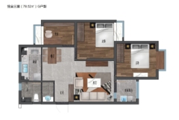 清韵颐景苑3室2厅1厨1卫建面78.52㎡