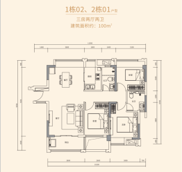 远南曦湾邸3室2厅1厨2卫建面100.00㎡