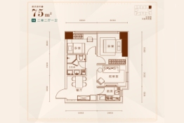 天津湾海景芯苑2室2厅1厨1卫建面75.00㎡