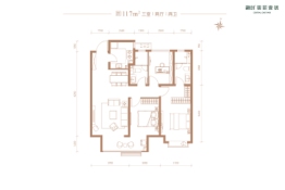 融创·翡丽壹號3室2厅1厨2卫建面117.00㎡