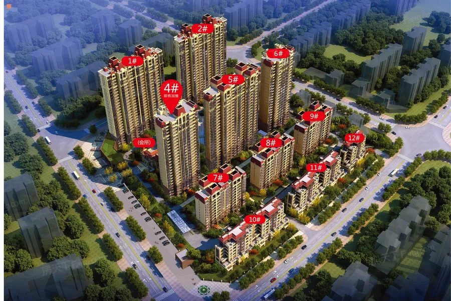 鸟瞰图拖动图片可以查看其它楼栋信息
