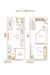 济南恒大滨河广场1室1厅1厨1卫建面50.00㎡