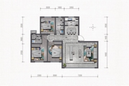 华彩唐人街二期3室2厅1厨2卫建面140.00㎡