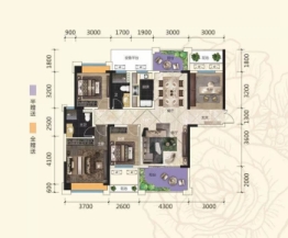 大宁府二期4室2厅1厨2卫建面136.39㎡