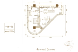 重庆ONE行政公寓1室1厅1厨1卫建面120.00㎡