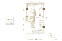 建面122㎡一室一厅户型