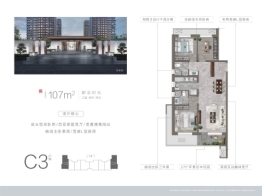 孔雀城柏悦府3室2厅1厨2卫建面107.0㎡