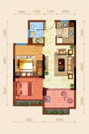 海阳城1室1厅1厨1卫建面61.87㎡