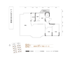 悦景雅居2室1厅1厨1卫建面97.00㎡