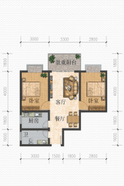 澜港壹号2室2厅1厨1卫建面72.66㎡