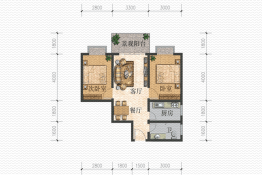 澜港壹号2室2厅1厨1卫建面71.59㎡