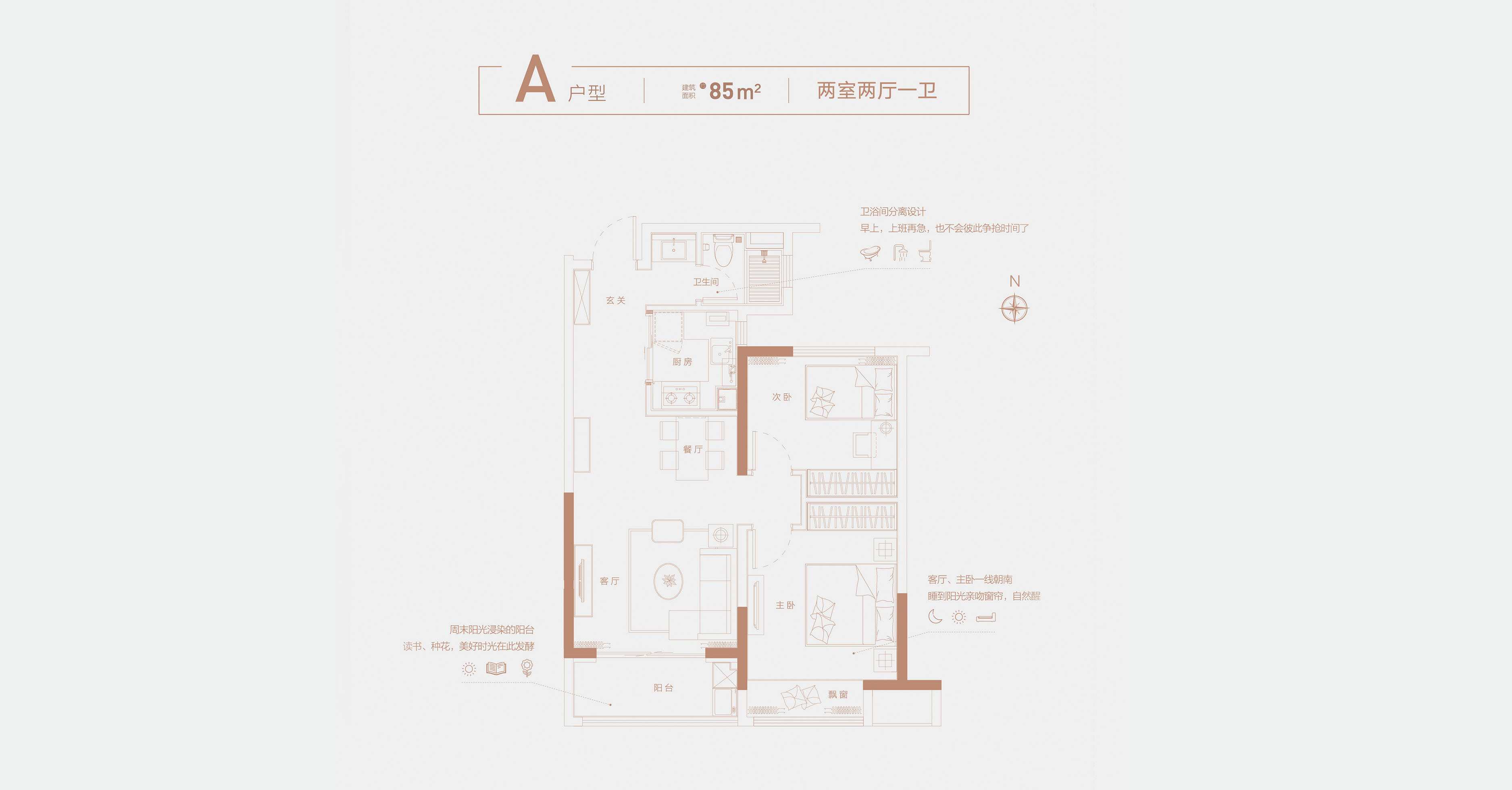 旭辉·江山花园2室2厅1厨1卫建面85.00㎡