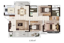 建业·臻悦汇3室2厅1厨2卫建面135.00㎡