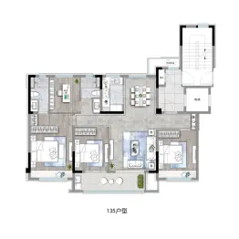 云龙湖·正荣府4室2厅1厨2卫建面135.0㎡