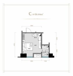 辰宇星辰荟1室1厅1厨1卫建面30.44㎡