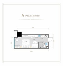 辰宇星辰荟1室1厅1厨1卫建面36.37㎡