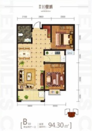 坤泽10里城2室2厅1厨1卫建面94.30㎡