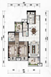 新城·金樾江南2室2厅1厨2卫建面95.00㎡