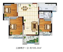 河坊人家3室2厅1卫建面100.00㎡