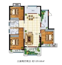 河坊人家3室2厅1厨2卫建面129.00㎡