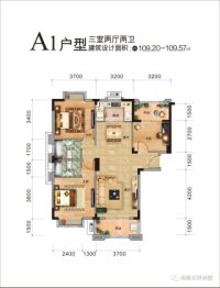 沙洋港隆·花畔美墅3室2厅1厨2卫建面109.20㎡