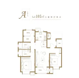 青岛印象·滟3室2厅1厨2卫建面105.00㎡