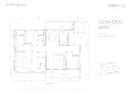 麓湖熙华天玺4室2厅1厨2卫建面154.0㎡