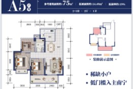 金源花语郡3室2厅1厨1卫建面75.00㎡