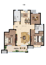 青岛佳诺华国际医养健康小镇3室2厅1厨2卫建面108.00㎡