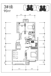 天悦风华三期3室2厅1厨1卫建面93.00㎡