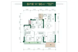 高新·云锦台3室2厅1厨2卫建面90.00㎡