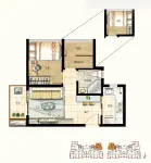 1、2栋建面50平1房A户型