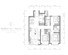 融创都会中心3室2厅1厨2卫建面118.00㎡