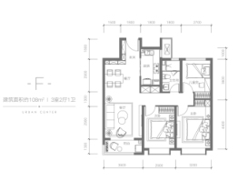 融创都会中心3室2厅1厨1卫建面108.00㎡