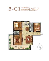 秦琪·佳苑3室2厅1厨2卫建面139.00㎡