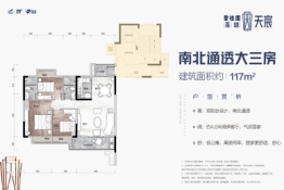 碧桂园圣塔·天宸3室2厅1厨2卫建面117.0㎡