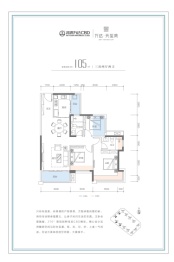 万达越祥湾3室2厅1厨2卫建面105.00㎡