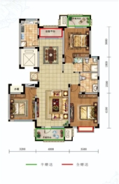 美仑华府3室2厅1厨2卫建面138.00㎡