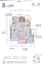 新湖香格里拉蓝月春晓3室2厅1厨2卫建面100.00㎡