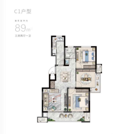 北控·瀚棠3室2厅1厨1卫建面89.00㎡