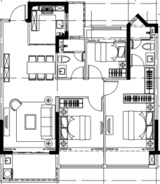 星河时代新著3室2厅1厨2卫建面105.00㎡