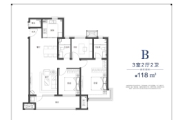 海信城3室2厅1厨2卫建面118.00㎡