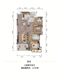 富国上邦3室2厅1厨2卫建面121.00㎡