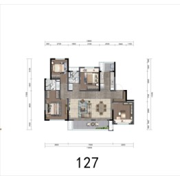 弘阳未崃时光4室2厅1厨2卫建面127.00㎡