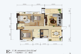 建投·见山3室2厅1厨2卫建面124.02㎡