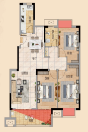 百盛和园3室1厅1厨1卫建面95.00㎡