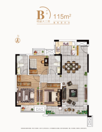 蓝光雍锦园3室2厅1厨2卫建面115.00㎡